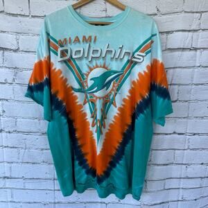 Preowned Miami Dolphins Tye Dye Graphic Short Sleeve NFL Team Apparel Tee Sz 2XL